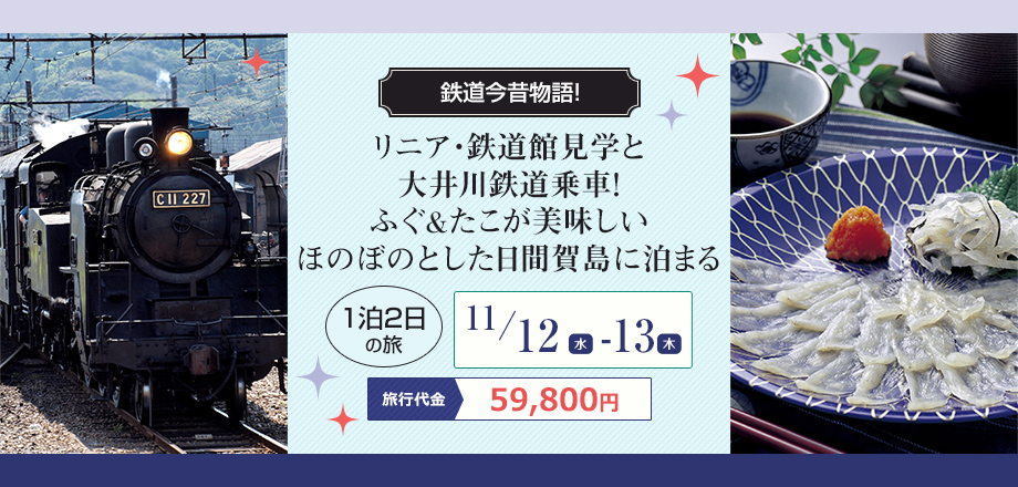 【愛知】リニア・鉄道館見学と大井川鉄道乗車！ふぐ＆たこ が美味しいほのぼのとした日間賀島に泊まる1泊2日の旅